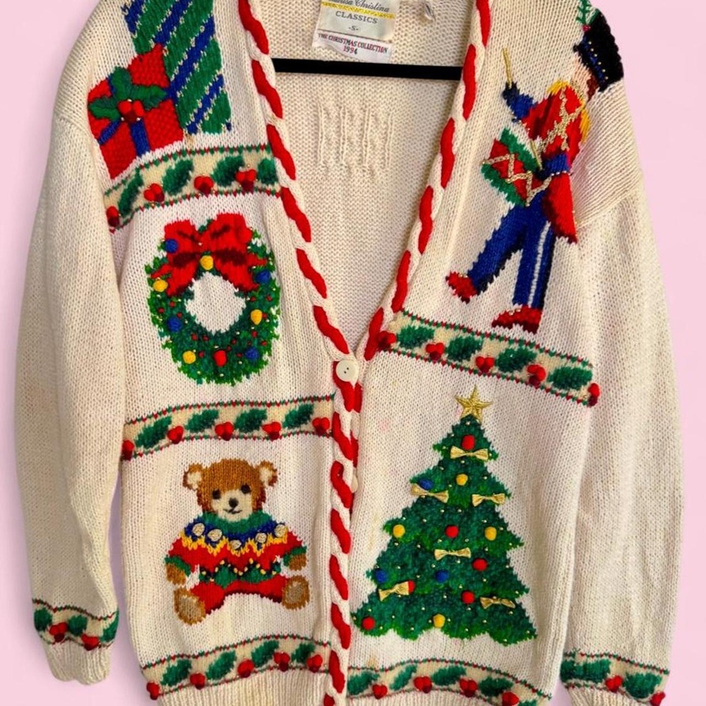Marisa Christina 1994 Christmas Collection Beaded Sequin Cardigan